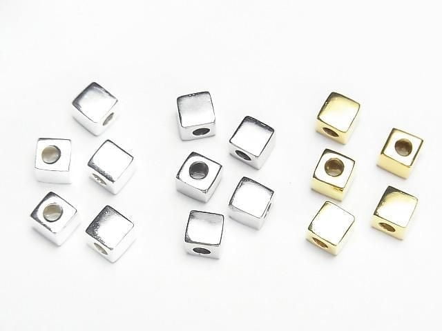 Silver925 Cube 5x5x5mm [Sterling Silver Finish][Rhodium Plated][18KGP] 3pcs