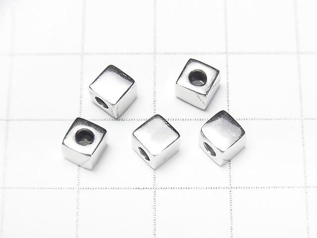 Silver925 Cube 5x5x5mm [Sterling Silver Finish][Rhodium Plated][18KGP] 3pcs