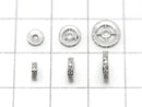 Metal parts Rondelle [4.5mm][6mm][8mm] Silver color (with CZ) 2pcs