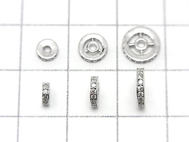 Metal parts Roundel [4.5mm][6mm][8mm] Silver color (with CZ) 2pcs