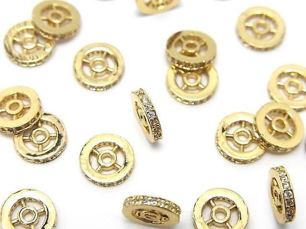 Metal parts Roundel [4.5mm][6mm][8mm] Gold color (with CZ) 2pcs