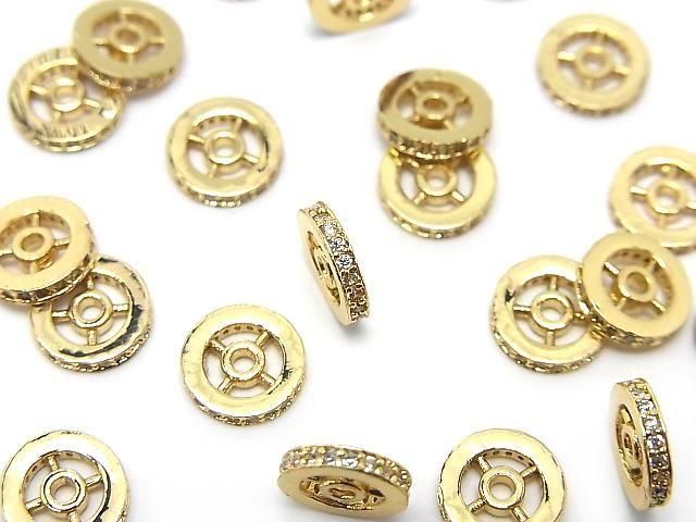 Metal parts Rondelle [4.5mm][6mm][8mm] Gold color (with CZ) 2pcs