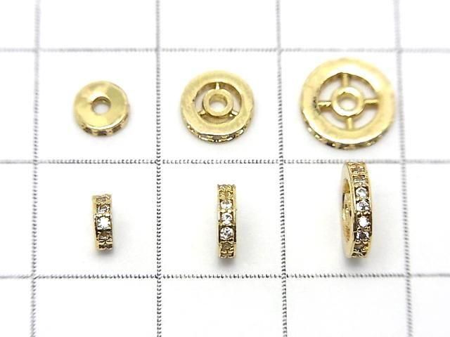 Metal parts Rondelle [4.5mm][6mm][8mm] Gold color (with CZ) 2pcs