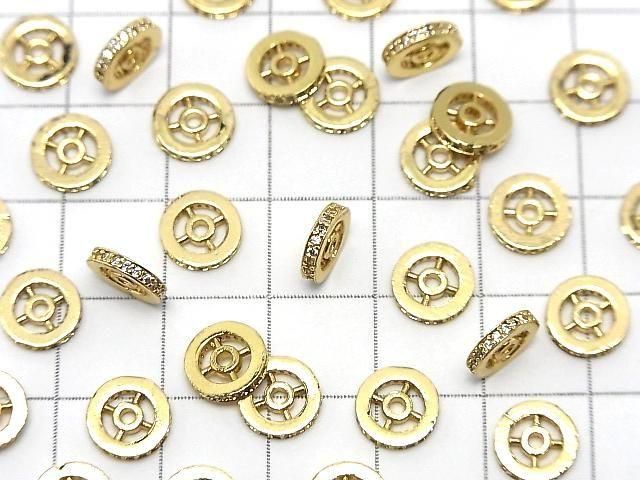 Metal parts Rondelle [4.5mm][6mm][8mm] Gold color (with CZ) 2pcs