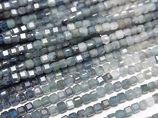 [Video]High Quality! Indigolite Tourmaline AA++ Cube Shape 2x2x2mm 1strand beads (aprx.15inch/37cm)