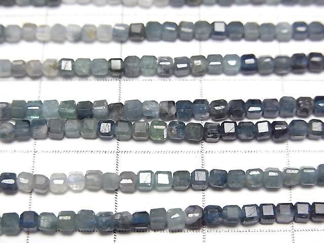 [Video]High Quality! Indigolite Tourmaline AA++ Cube Shape 2x2x2mm 1strand beads (aprx.15inch/37cm)