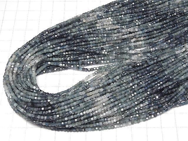 [Video]High Quality! Indigolite Tourmaline AA++ Cube Shape 2x2x2mm 1strand beads (aprx.15inch/37cm)