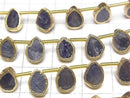 [Video] Blue Sapphire Bezel Setting Pear shape half or 1strand beads (aprx.6inch/16cm)