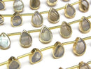 [Video]Labradorite Bezel Setting Pear shape half or 1strand beads (aprx.6inch/16cm)
