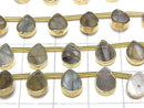 [Video]Labradorite Bezel Setting Pear shape half or 1strand beads (aprx.6inch/16cm)