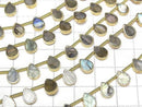 [Video]Labradorite Bezel Setting Pear shape half or 1strand beads (aprx.6inch/16cm)