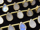 [Video]Rainbow Moonstone Bezel Setting Pear shape half or 1strand beads (aprx.6inch/16cm)