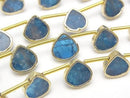 [Video] Blue Apatite Bezel Setting Chestnut half or 1strand beads (aprx.7inch/18cm)