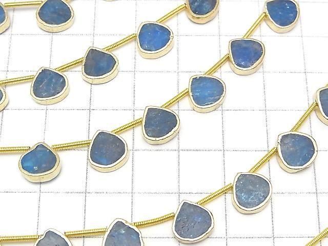 [Video] Blue Apatite Bezel Setting Chestnut half or 1strand beads (aprx.7inch/18cm)