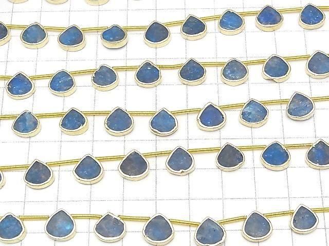 [Video] Blue Apatite Bezel Setting Chestnut half or 1strand beads (aprx.7inch/18cm)