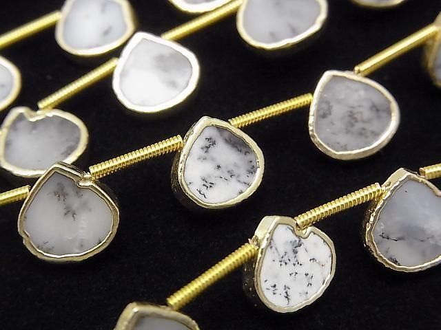 [Video]Dendrite Opal Bezel Setting Chestnut half or 1strand beads (aprx.7inch/18cm)