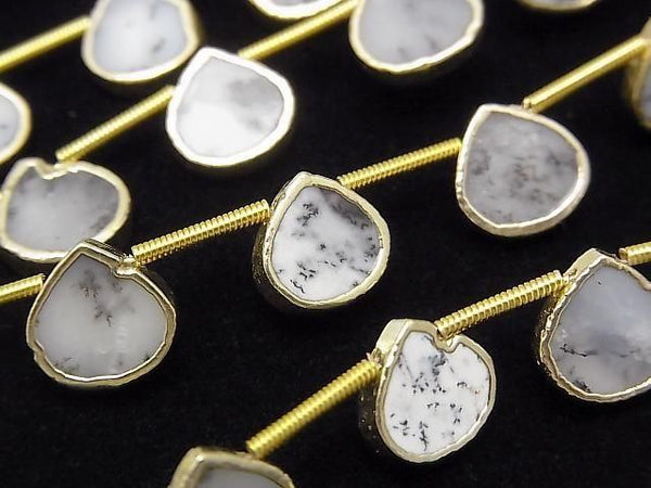 [Video]Dendrite Opal Bezel Setting Chestnut half or 1strand beads (aprx.7inch/18cm)