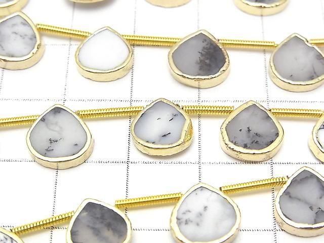 [Video]Dendrite Opal Bezel Setting Chestnut half or 1strand beads (aprx.7inch/18cm)
