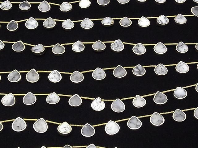 [Video]Dendrite Opal Bezel Setting Chestnut half or 1strand beads (aprx.7inch/18cm)