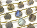 [Video]Labradorite Bezel Setting Chestnut half or 1strand beads (aprx.6inch/16cm)