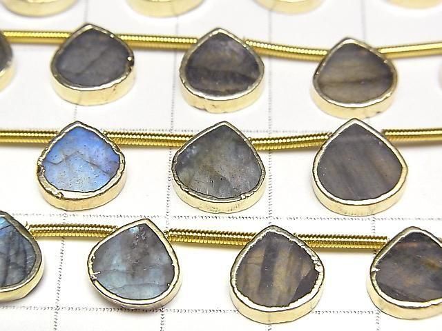 [Video]Labradorite Bezel Setting Chestnut half or 1strand beads (aprx.6inch/16cm)