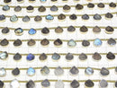 [Video]Labradorite Bezel Setting Chestnut half or 1strand beads (aprx.6inch/16cm)