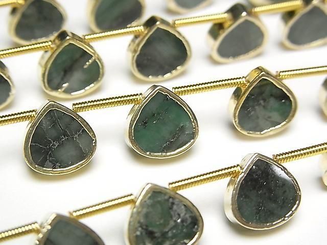 [Video]Emerald Bezel Setting Chestnut half or 1strand beads (aprx.6inch/16cm)