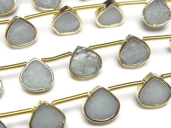 [Video]Aquamarine Bezel Setting Chestnut half or 1strand beads (aprx.7inch/18cm)