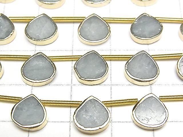 [Video]Aquamarine Bezel Setting Chestnut half or 1strand beads (aprx.7inch/18cm)