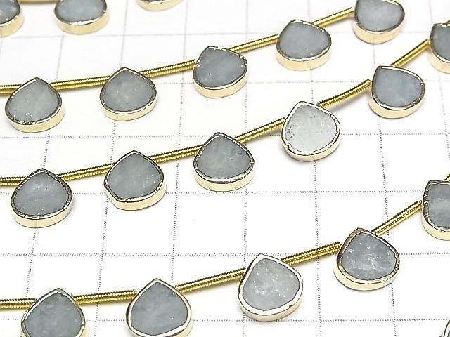 [Video]Aquamarine Bezel Setting Chestnut half or 1strand beads (aprx.7inch/18cm)