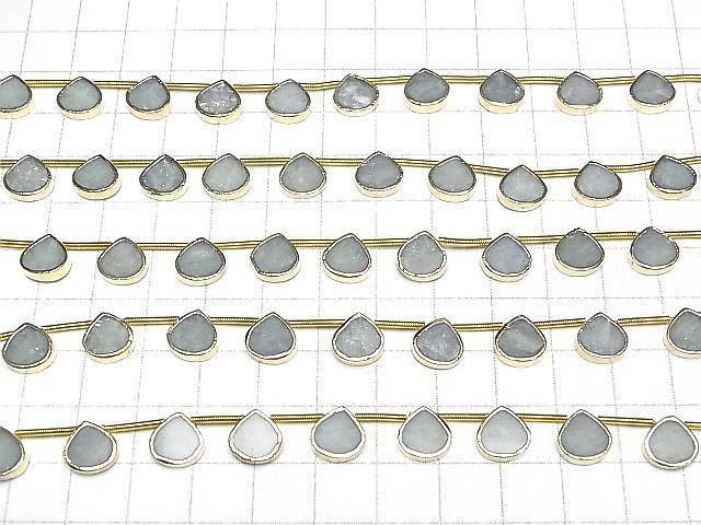 [Video]Aquamarine Bezel Setting Chestnut half or 1strand beads (aprx.7inch/18cm)