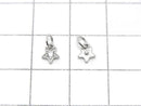 Silver925 Star Charm with Jump Ring 5.5x4.5x1.5mm (with CZ) Rhodium Plated 3pcs