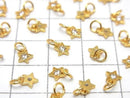 Silver925 Star Charm with Jump Ring 5.5x4.5x1.5mm (with CZ) 18KGP 3pcs