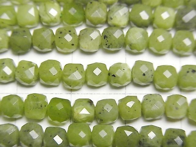 [Video] High Quality! Russian Nephrite Jade AA++ Cube Shape 4.5x4.5x4.5mm 1strand Beads (approx. 15 inches/37 cm)