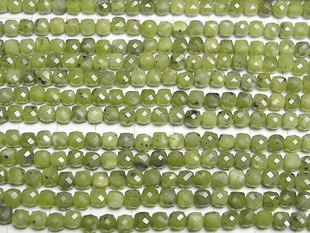 [Video] High Quality! Russian Nephrite Jade AA++ Cube Shape 4.5x4.5x4.5mm 1strand Beads (approx. 15 inches/37 cm)