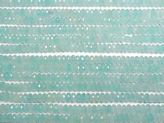 [Video] High Quality! Amazonite Silica AAA- Faceted Button Rondelle 4x4x2mm 1strand Beads (approx. 15 inches/37 cm)