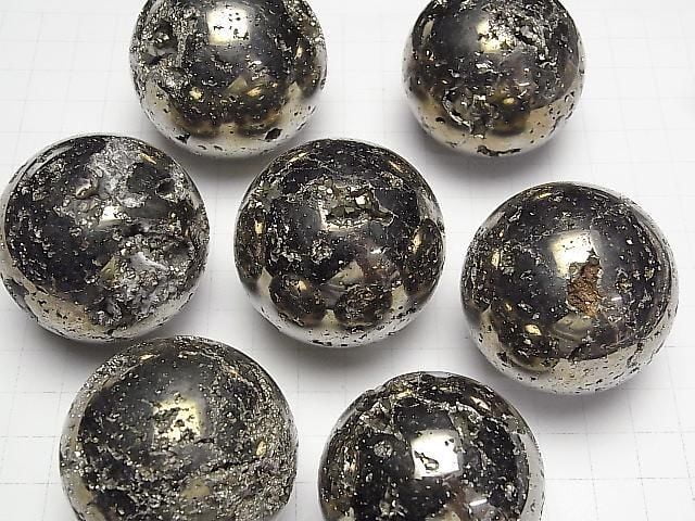 [Video] Golden Pyrite Sphere, Round 40mm-47mm 1pc