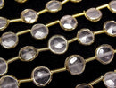 [Video]Rose Quartz Bezel Setting Faceted Coin half or 1strand beads (aprx.7inch/18cm)