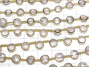 [Video]Rose Quartz Bezel Setting Faceted Coin half or 1strand beads (aprx.7inch/18cm)