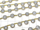 [Video]Aquamarine Bezel Setting Faceted Coin half or 1strand beads (aprx.7inch/18cm)