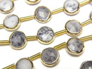 [Video]Dendrite Opal Bezel Setting Faceted Coin half or 1strand beads (aprx.7inch/18cm)