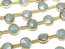 [Video]Amazonite Bezel Setting Faceted Coin half or 1strand beads (aprx.7inch/18cm)