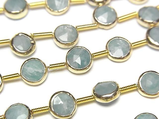 [Video]Amazonite Bezel Setting Faceted Coin half or 1strand beads (aprx.7inch/18cm)