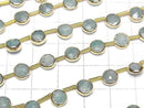 [Video]Amazonite Bezel Setting Faceted Coin half or 1strand beads (aprx.7inch/18cm)