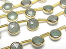 [Video] Green Aventurine Bezel Setting Faceted Coin half or 1strand beads (aprx.7inch/18cm)