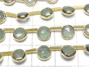 [Video] Green Aventurine Bezel Setting Faceted Coin half or 1strand beads (aprx.7inch/18cm)