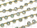 [Video] Green Aventurine Bezel Setting Faceted Coin half or 1strand beads (aprx.7inch/18cm)