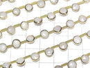 [Video] White Jade Bezel Setting Faceted Coin half or 1strand beads (aprx.7inch/18cm)