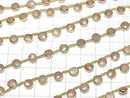 [Video] Peach Moonstone Bezel Setting Faceted Coin half or 1strand beads (aprx.7inch/18cm)