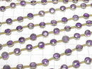 [Video]Amethyst Bezel Setting Faceted Coin half or 1strand beads (aprx.7inch/18cm)